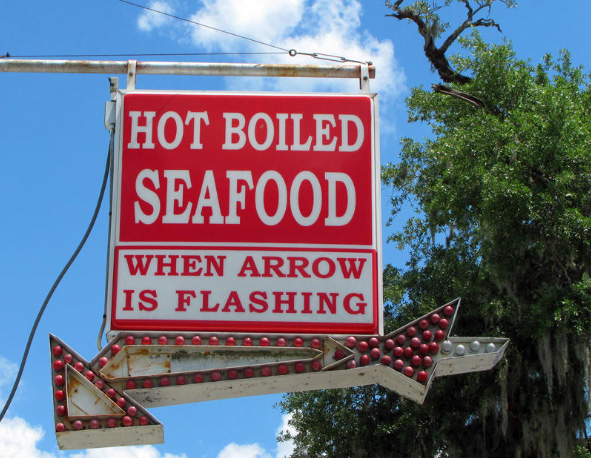Picture of the sign outside of Morton's seafood restaurant.