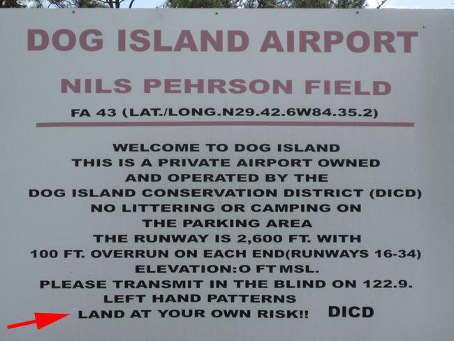 Dog Island Airport Sign